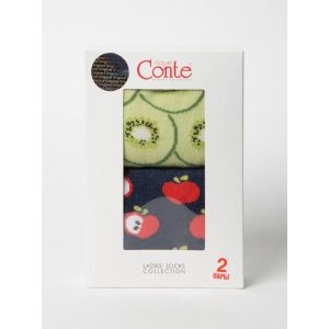 Conte fantasie damessok met appeltjes en kiwi's (dubbelpak)